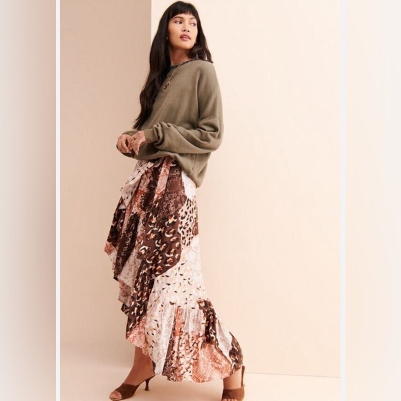 🦋 RAGA CONGO MULTI PRINT RUFFLED WRAP MIDI SKIRT BOHO FESTIVAL SZ XS - Picture 3 of 5